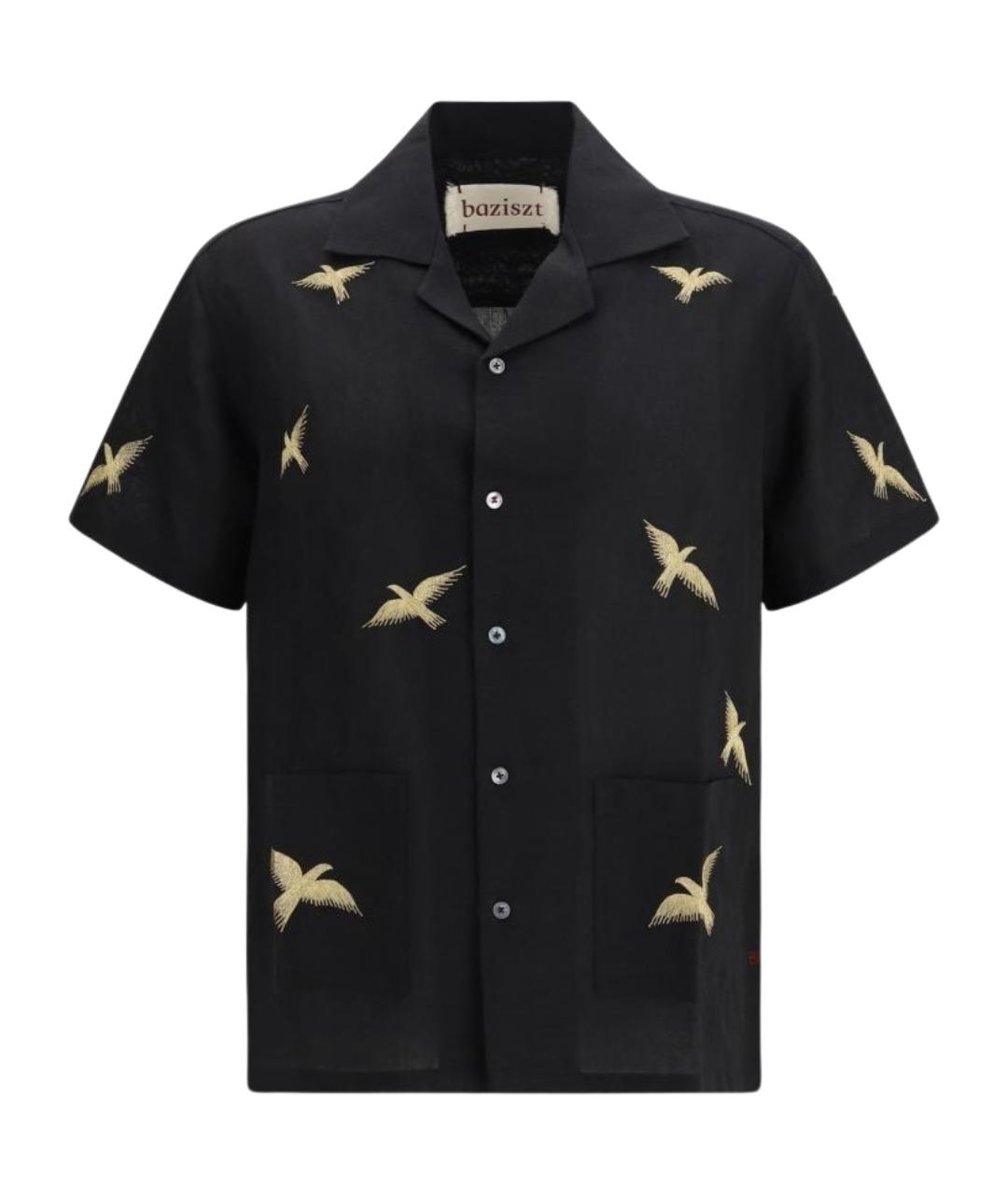BAZISZT Черная хлопковая кэжуал рубашка, фото 1