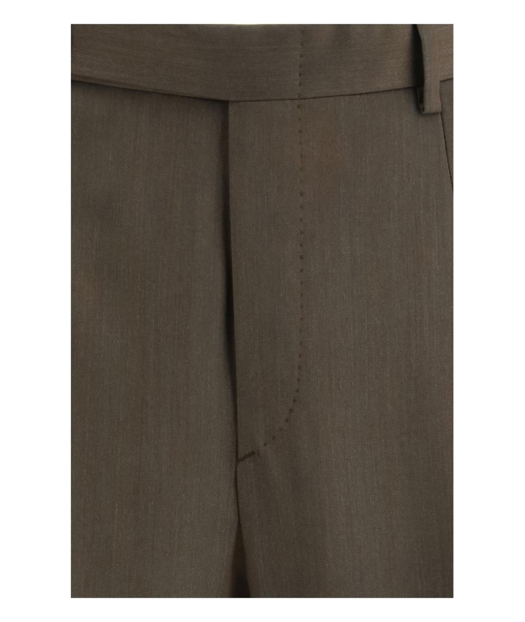 BRIONI Хаки шерстяные повседневные брюки, фото 3