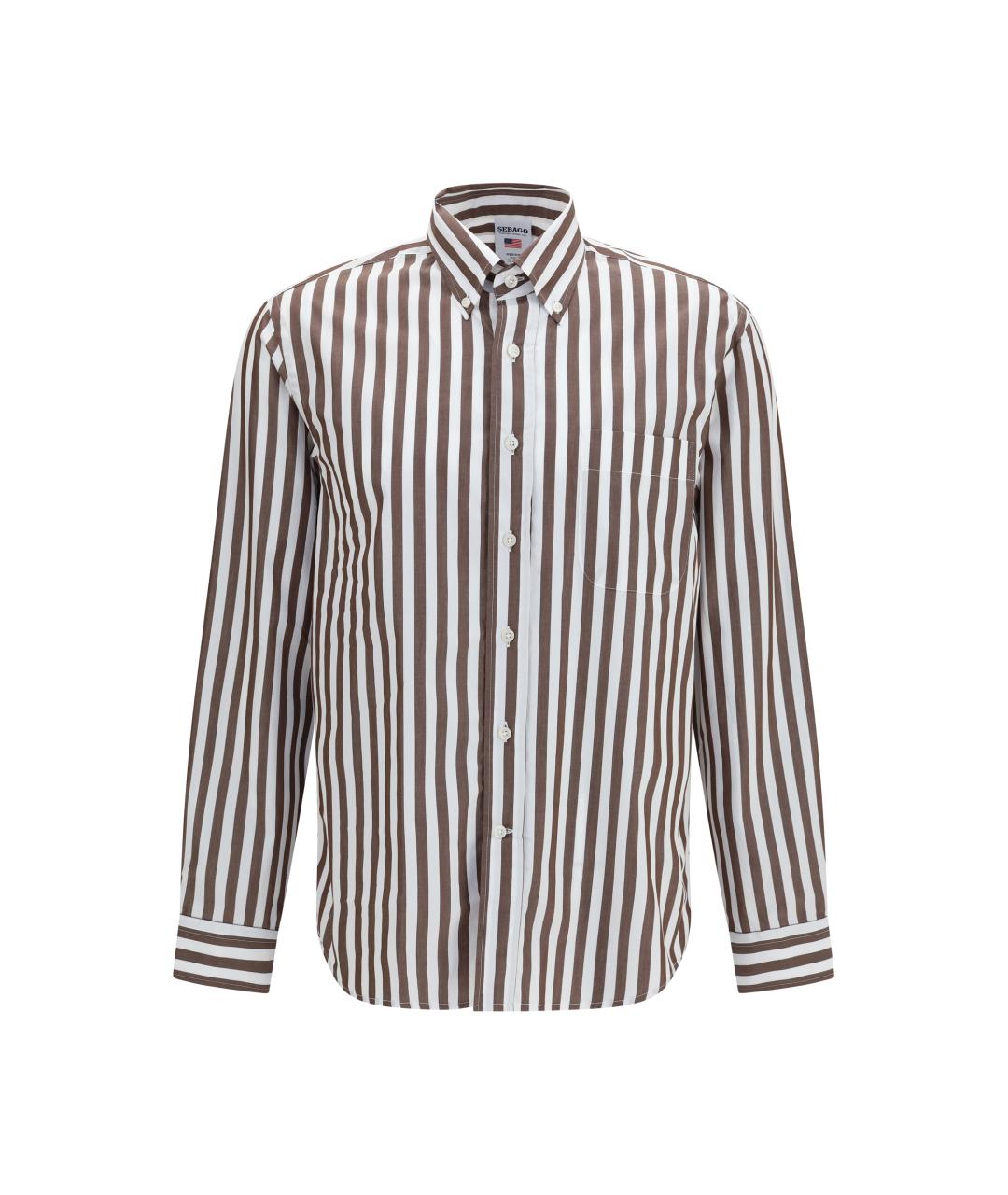 SEBAGO Коричневая хлопковая классическая рубашка, фото 1