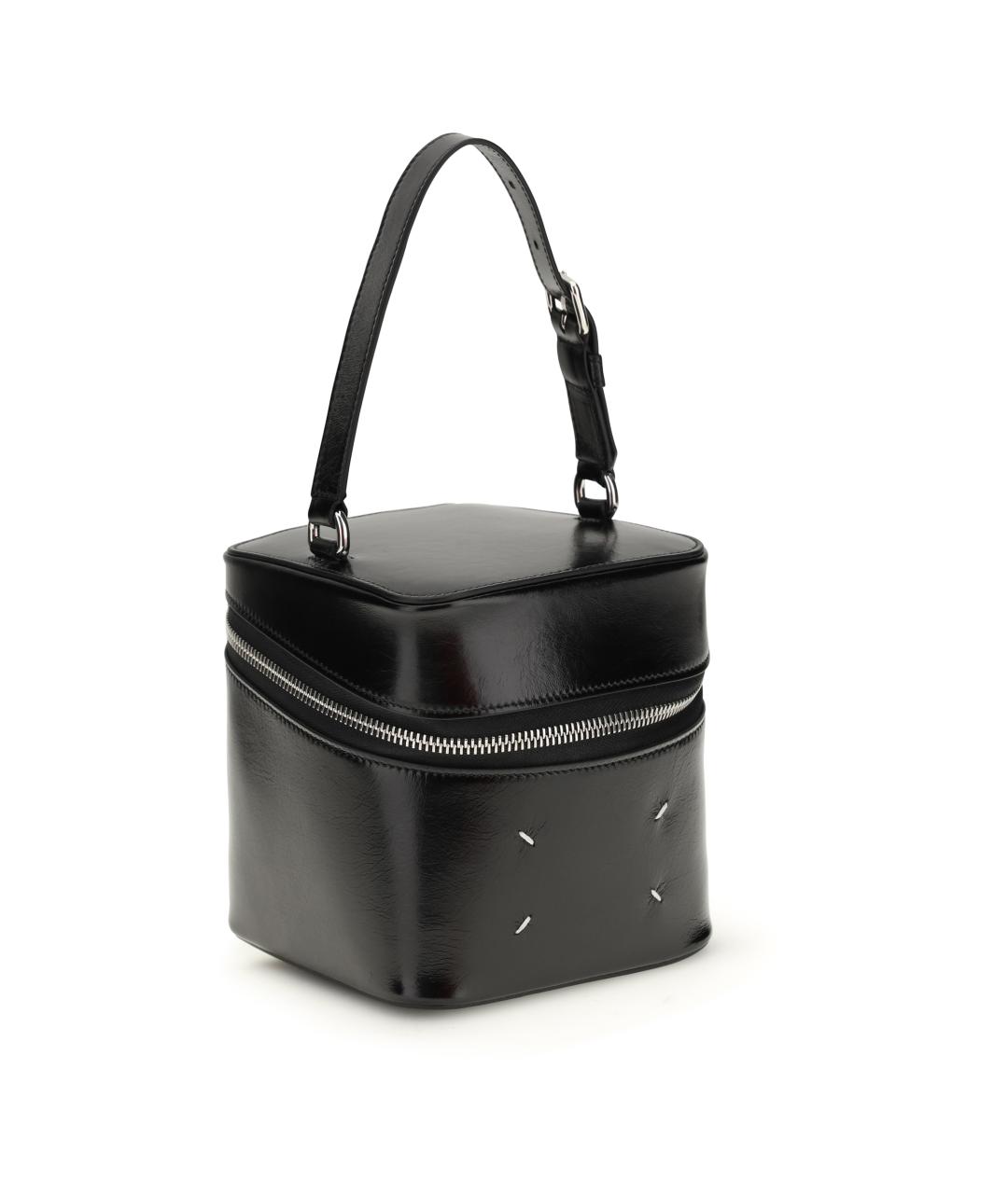 MAISON MARGIELA Черная кожаная сумка с короткими ручками, фото 2