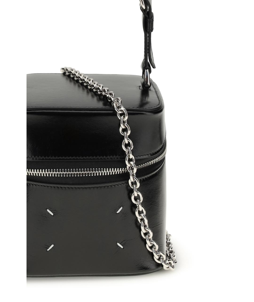 MAISON MARGIELA Черная кожаная сумка с короткими ручками, фото 4