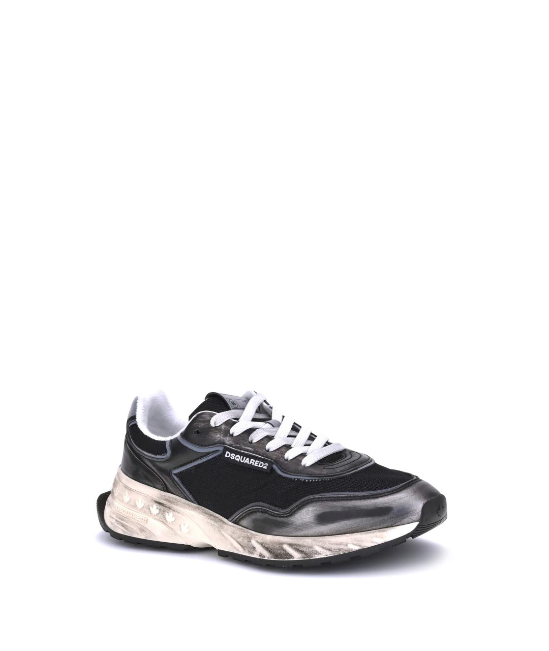 DSQUARED2 Черные текстильные низкие кроссовки / кеды, фото 2