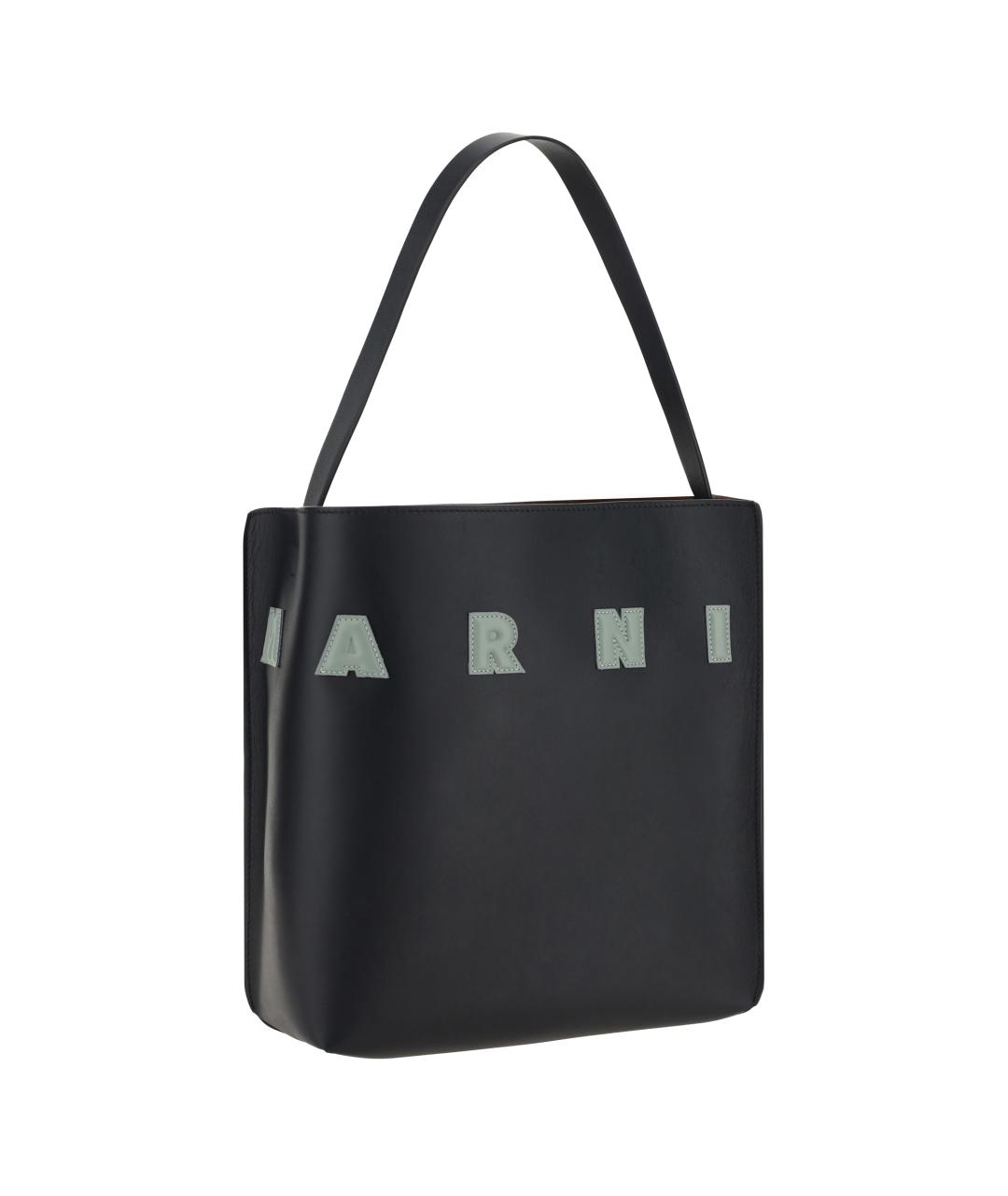 MARNI Черная кожаная сумка тоут, фото 2