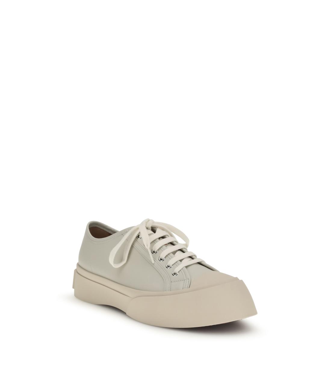 MARNI Бежевые кожаные низкие кроссовки / кеды, фото 2