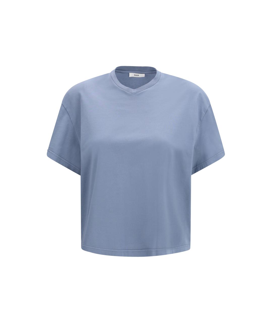 RIER Голубая хлопковая футболка, фото 4