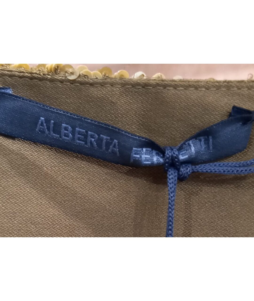 ALBERTA FERRETTI Хаки шелковая рубашка, фото 6