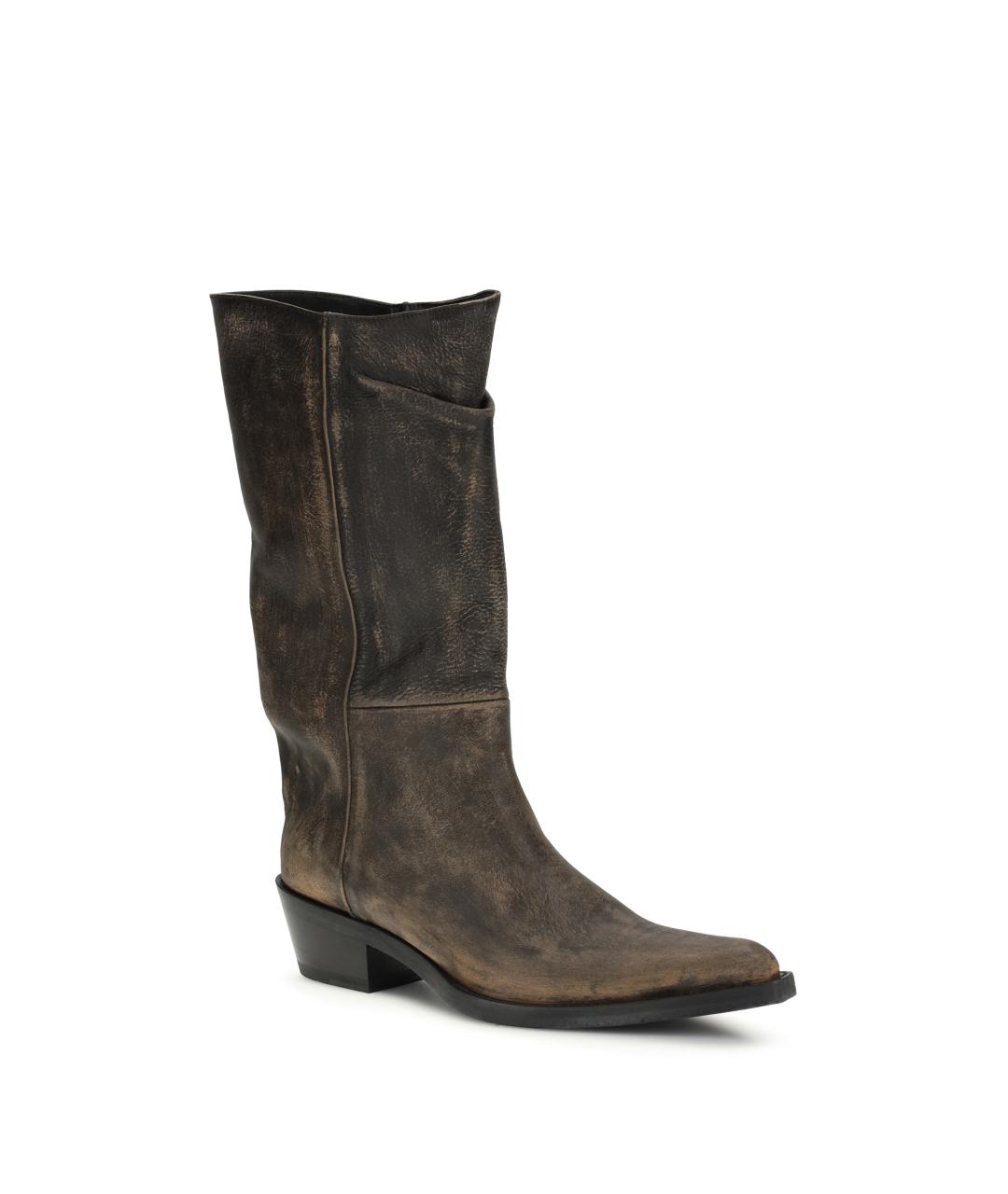 KHAITE Коричневые кожаные сапоги, фото 2