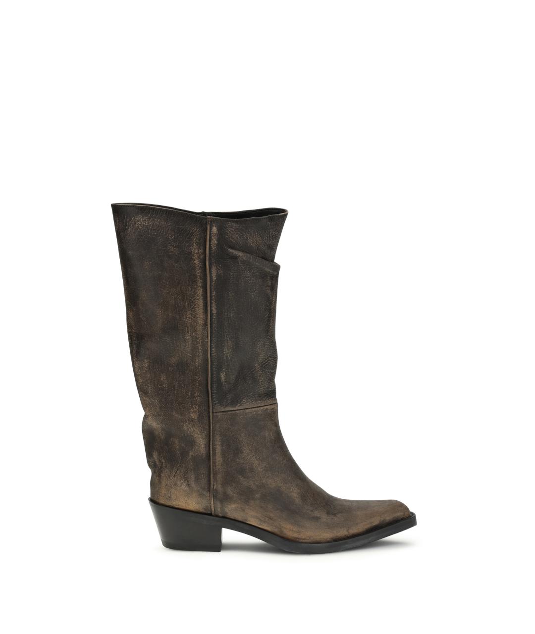 KHAITE Коричневые кожаные сапоги, фото 1