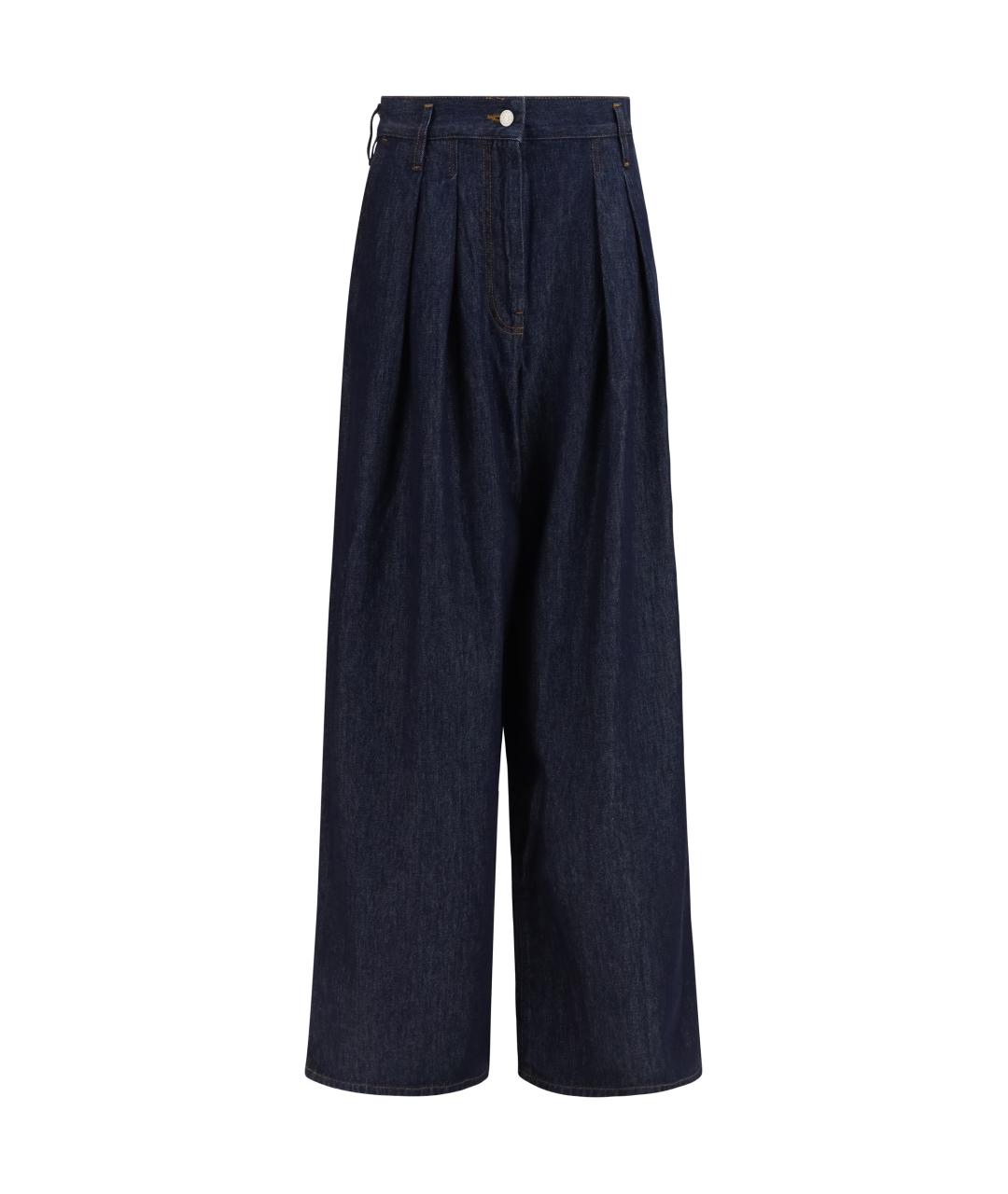 DRIES VAN NOTEN Темно-синие хлопковые прямые джинсы, фото 1