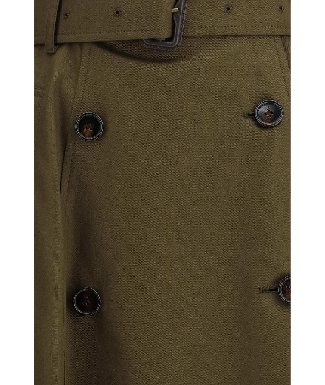 BURBERRY Хаки хлопковая юбка миди, фото 3