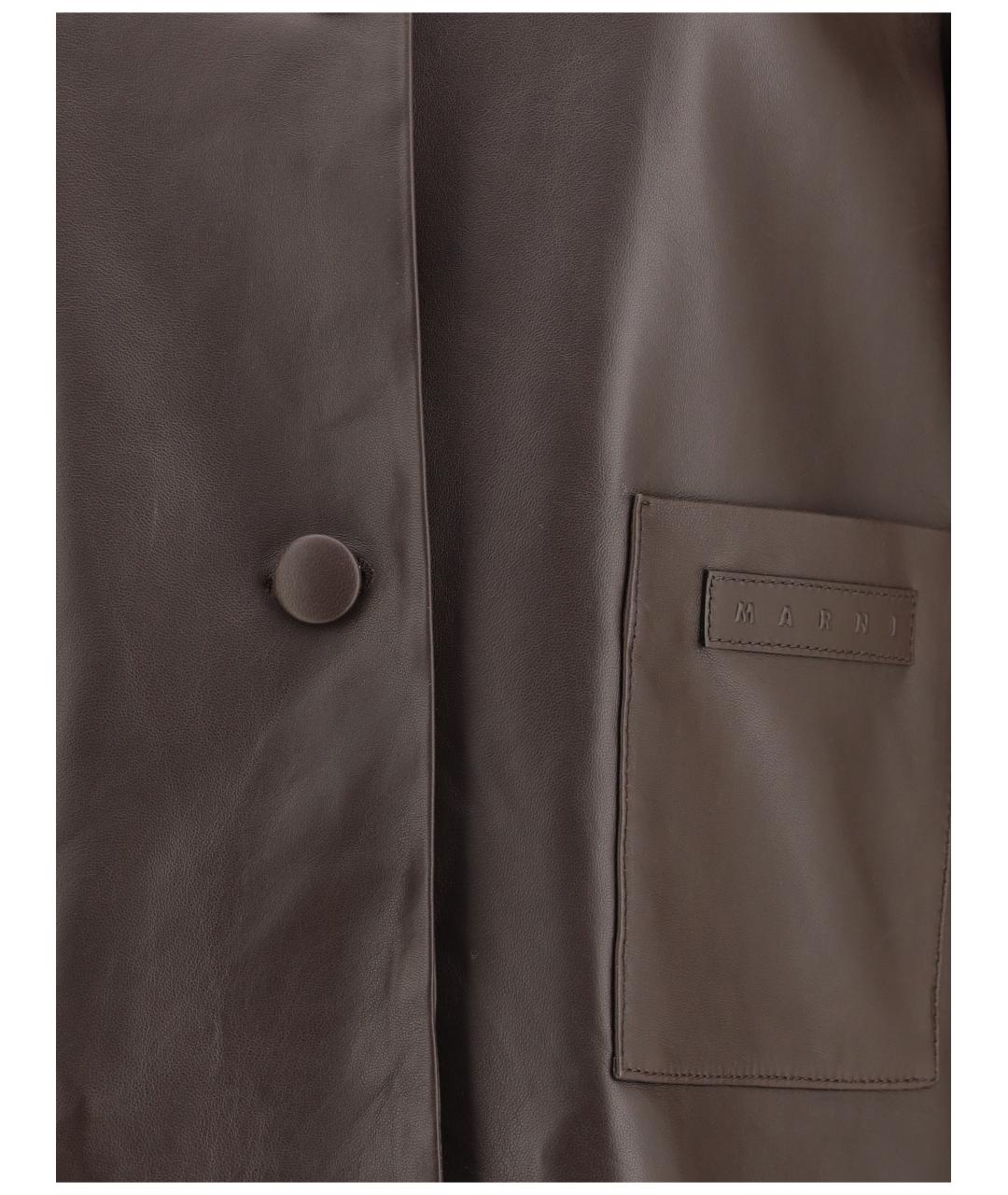MARNI Коричневая кожаная куртка, фото 3