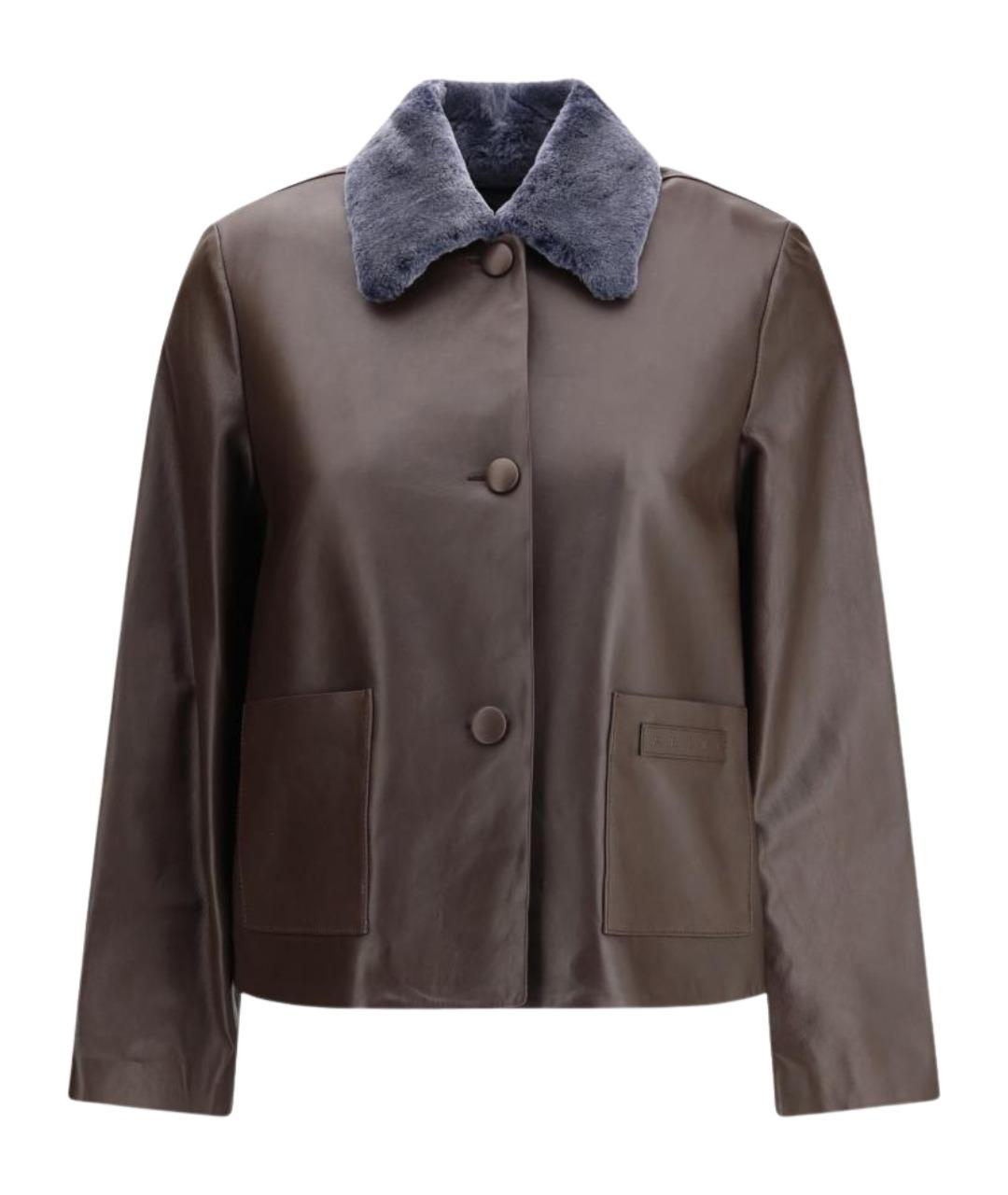 MARNI Коричневая кожаная куртка, фото 1