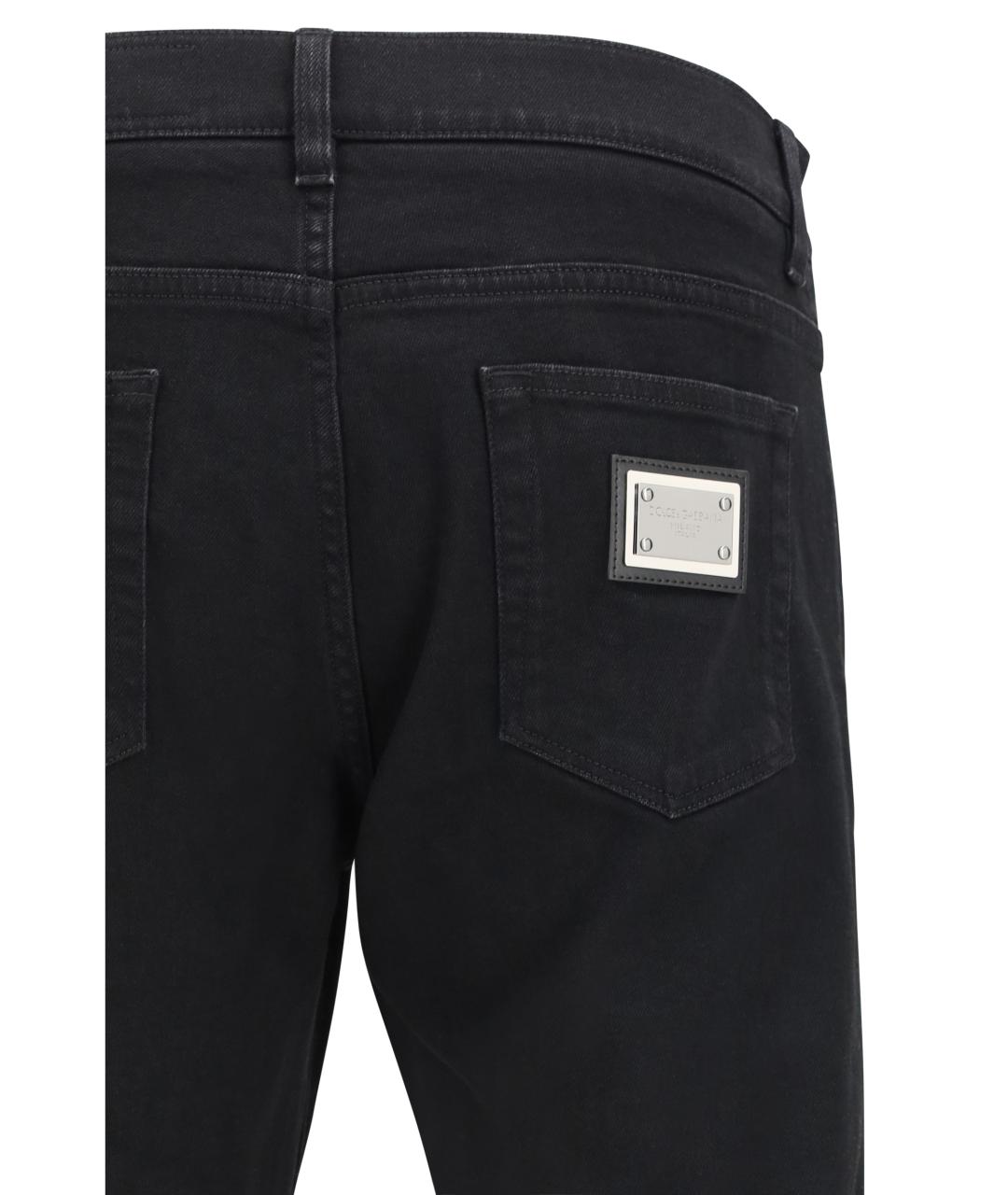 DOLCE&GABBANA Черные хлопковые прямые джинсы, фото 3