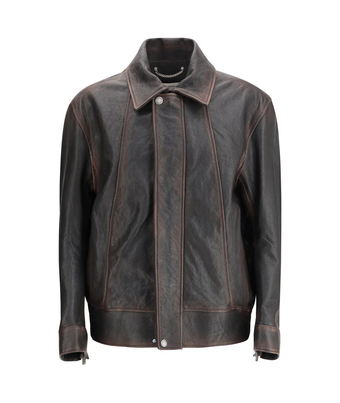 GOLDEN GOOSE DELUXE BRAND Коричневая кожаная куртка, фото 1