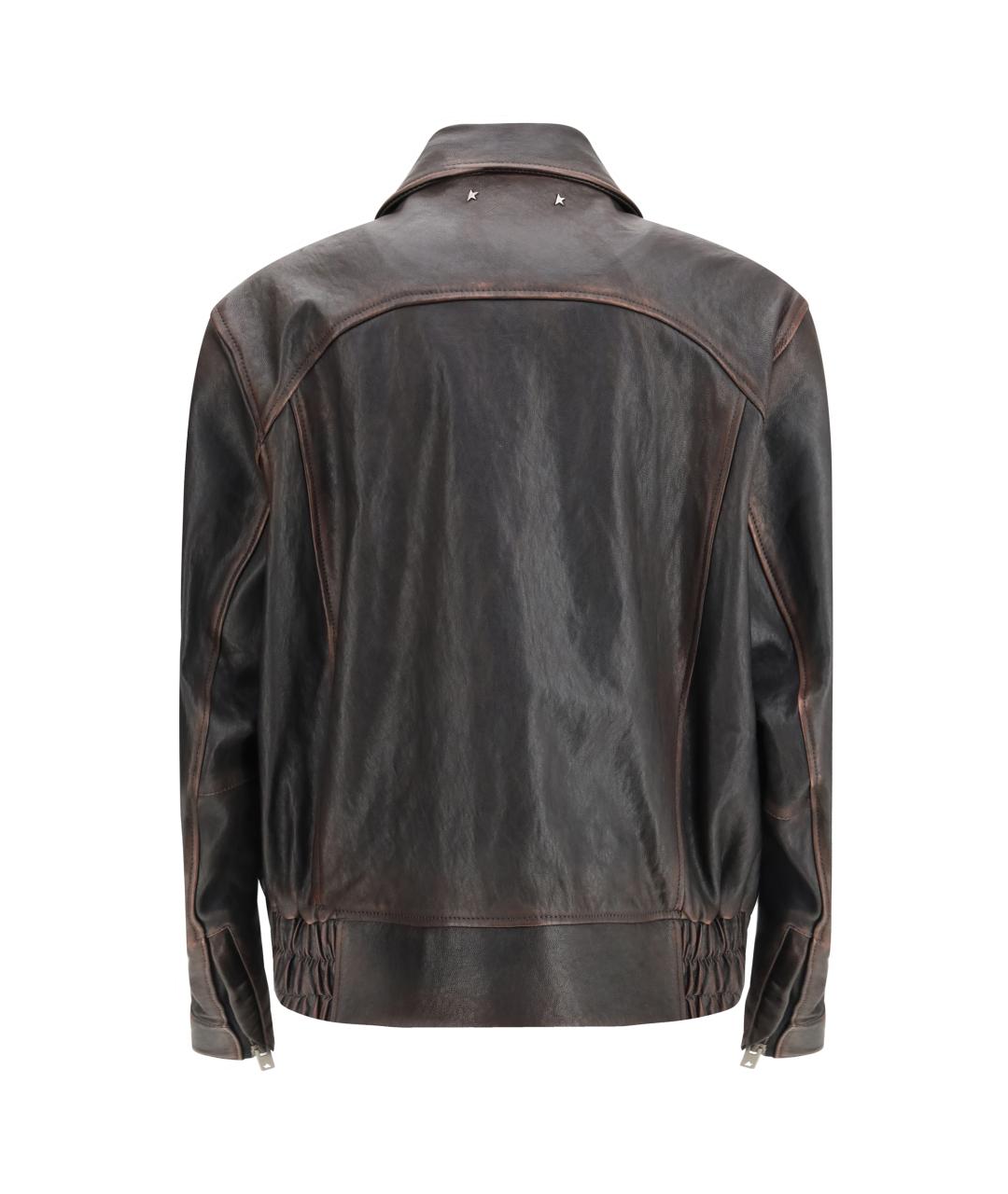 GOLDEN GOOSE DELUXE BRAND Коричневая кожаная куртка, фото 2
