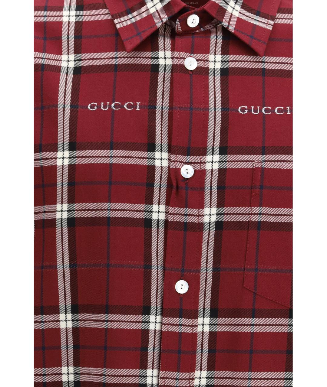 GUCCI Бордовая хлопковая кэжуал рубашка, фото 3