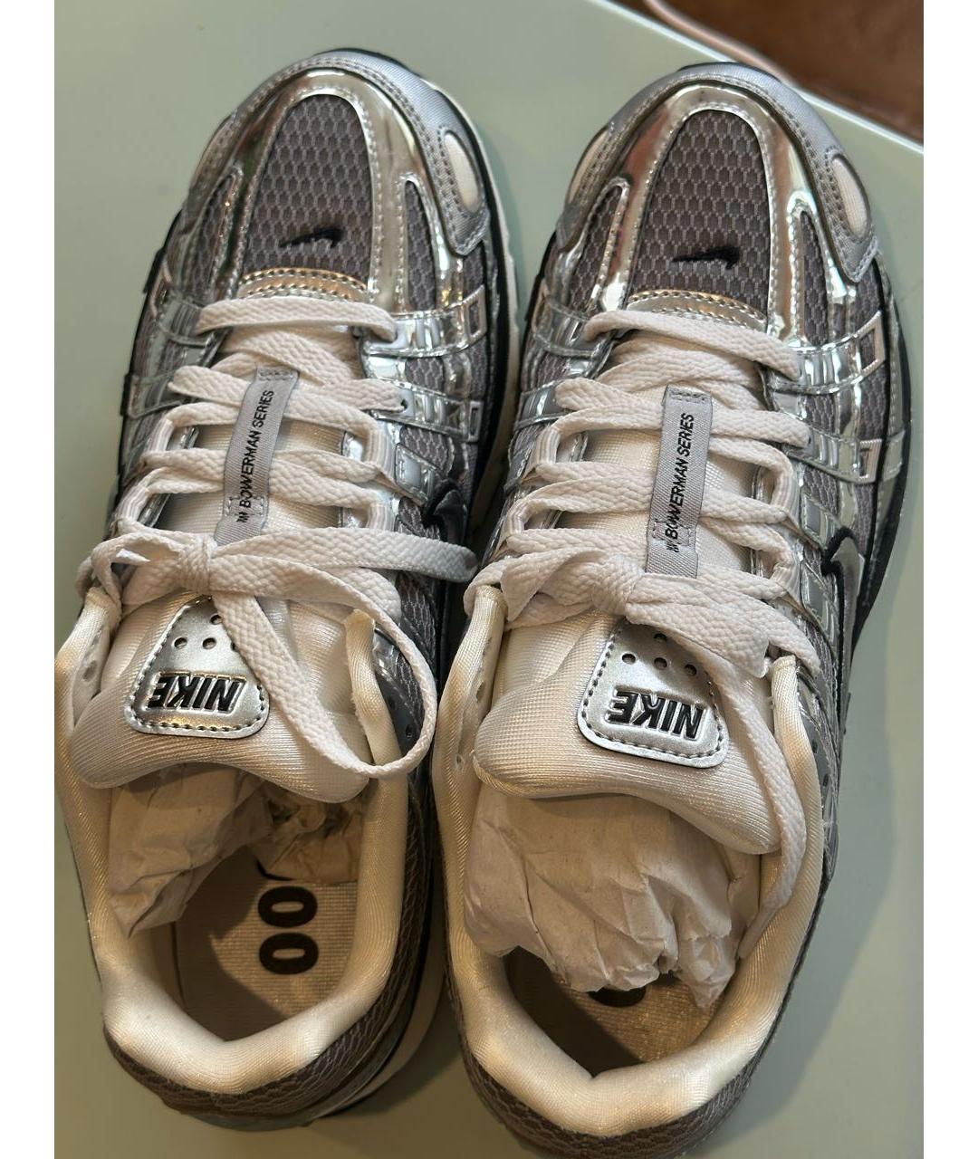 NIKE Серебряные текстильные кроссовки, фото 6