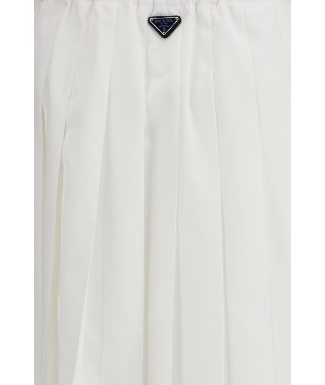 PRADA Белая хлопковая юбка мини, фото 3