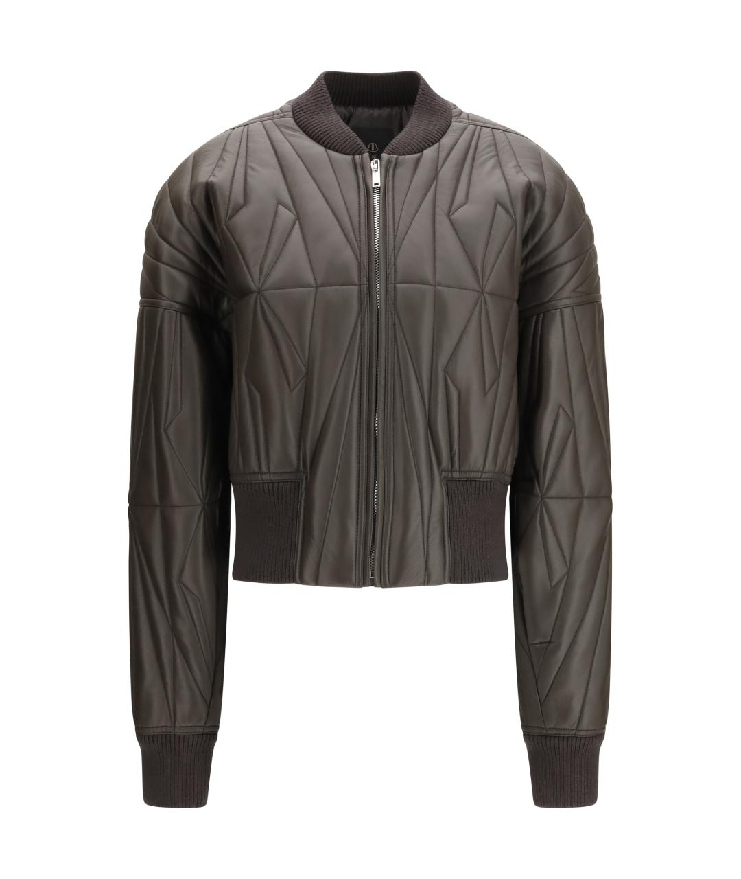 MONCLER Серая кожаная куртка, фото 1