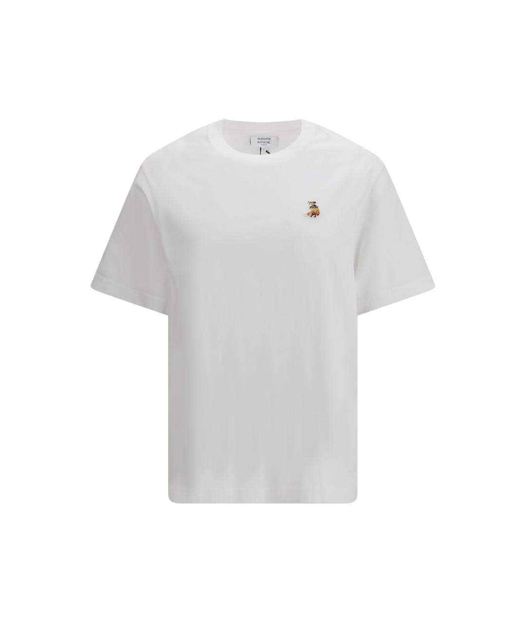 MAISON KITSUNE Белая хлопковая футболка, фото 4