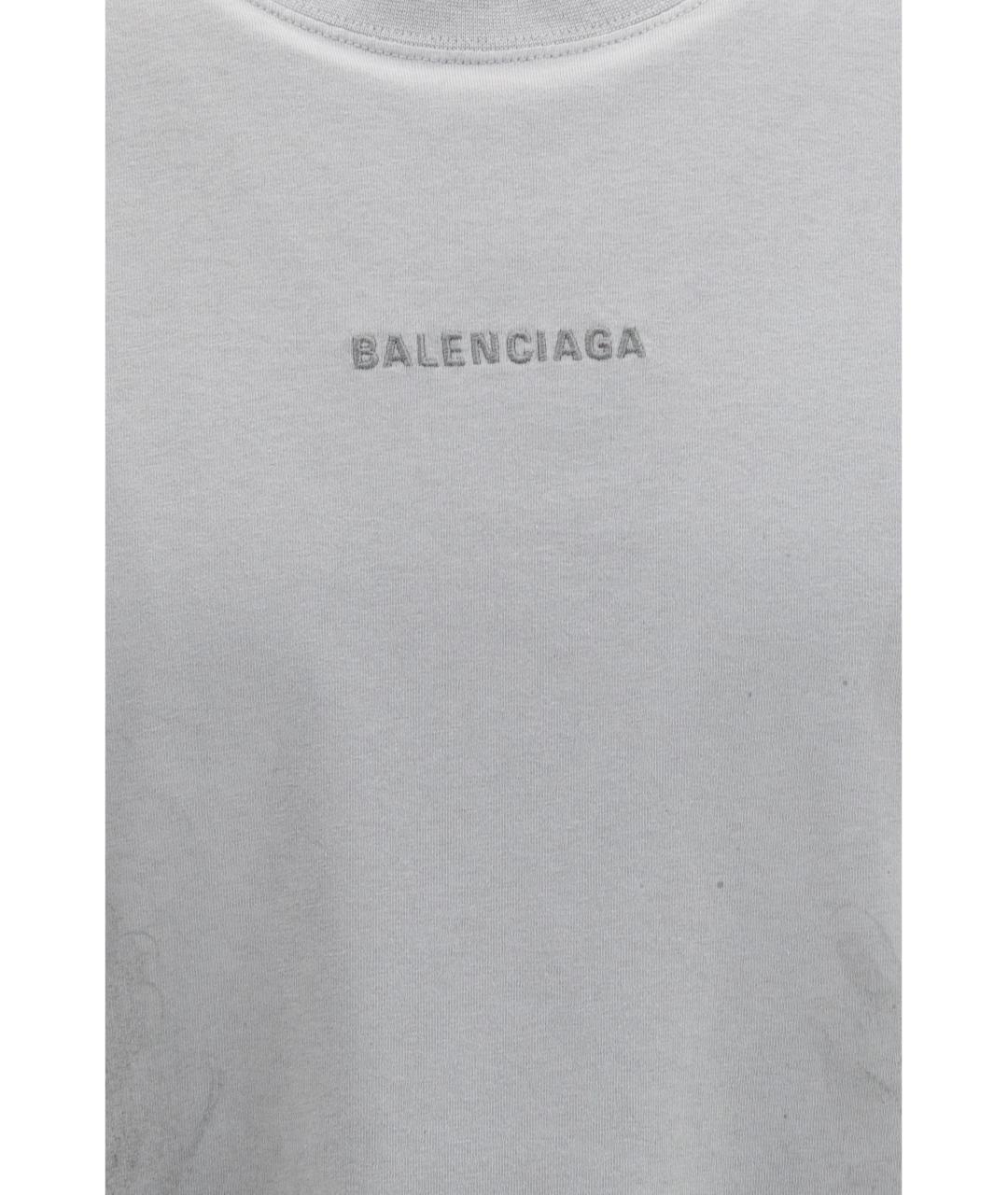 BALENCIAGA Серая хлопковая футболка, фото 3
