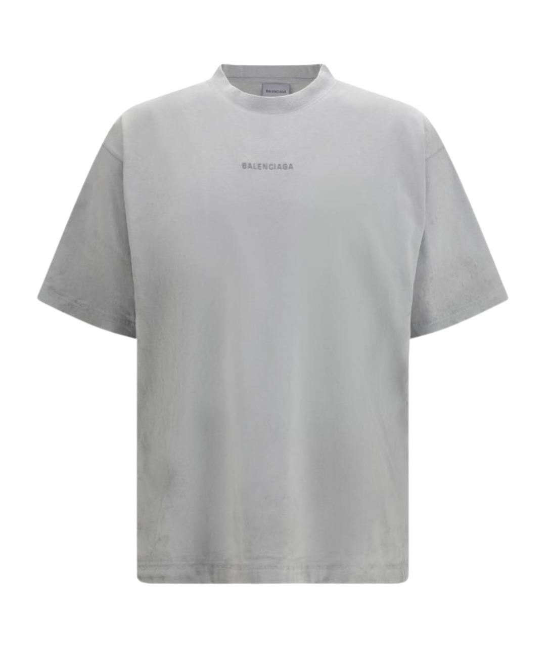 BALENCIAGA Серая хлопковая футболка, фото 1
