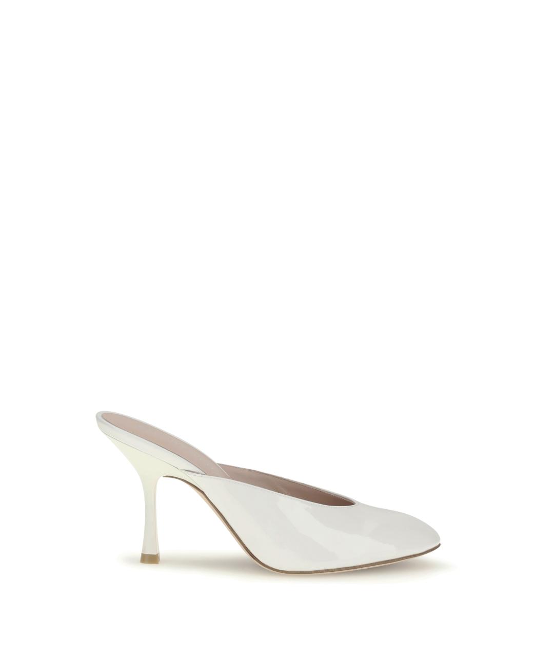 STUART WEITZMAN Белые кожаные мюли, фото 5