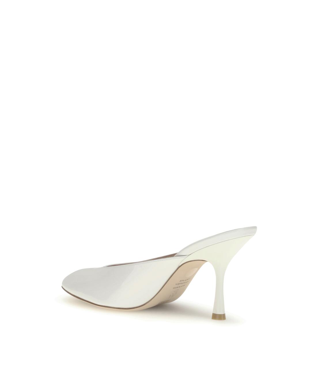 STUART WEITZMAN Белые кожаные мюли, фото 3