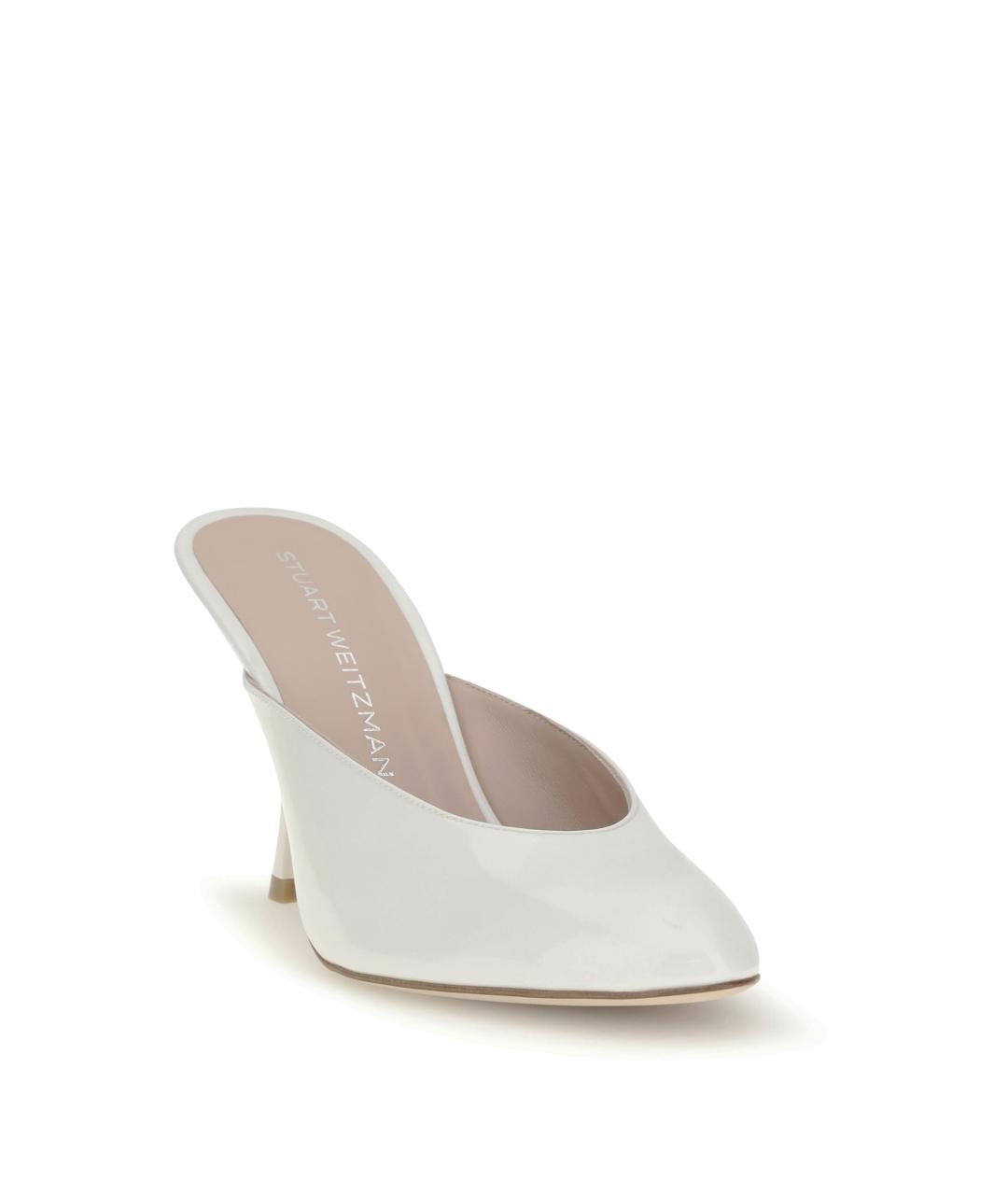 STUART WEITZMAN Белые кожаные мюли, фото 2