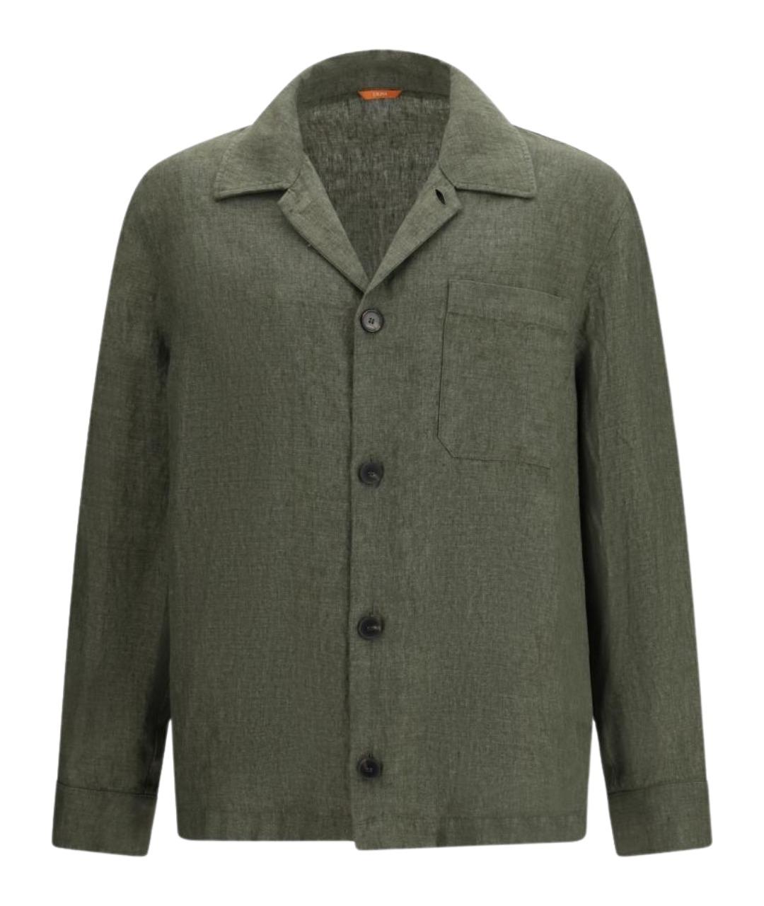 Cruna Зеленая льняная кэжуал рубашка, фото 1