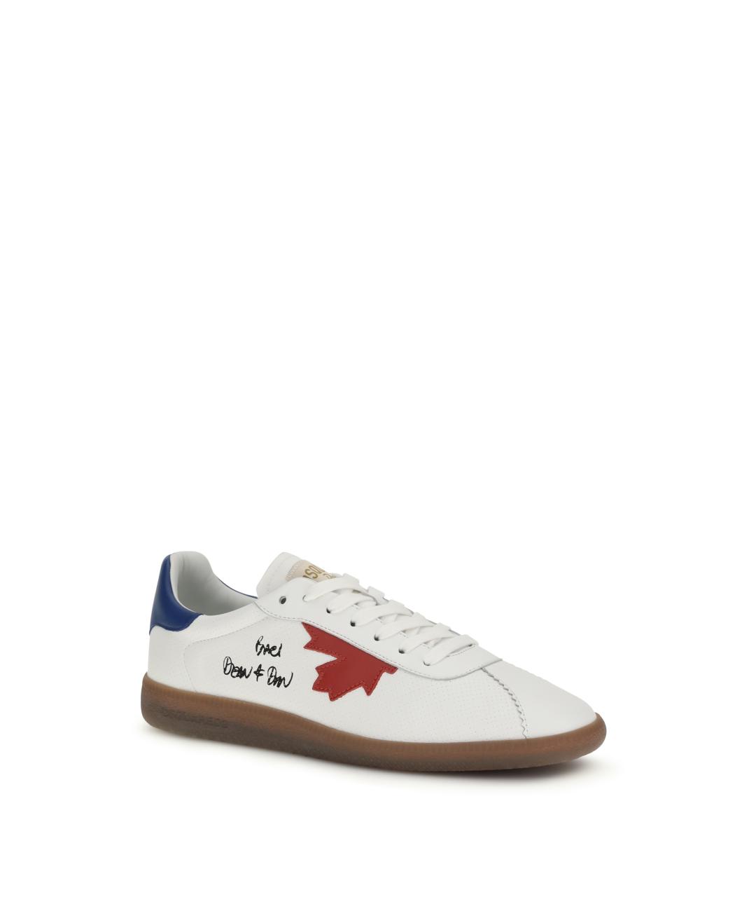 DSQUARED2 Белые кожаные низкие кроссовки / кеды, фото 2