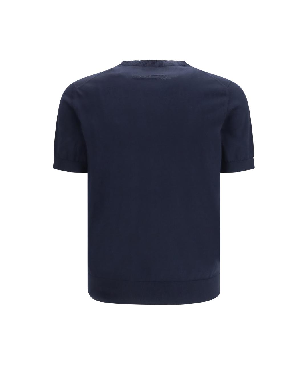 ZEGNA Темно-синяя хлопковая футболка, фото 2