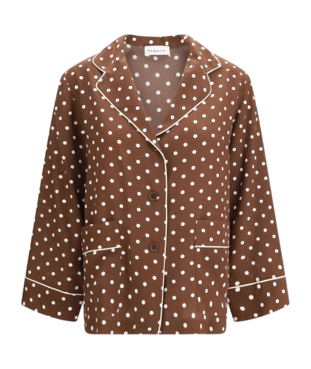 P.A.R.O.S.H. Коричневая шелковая рубашка, фото 1