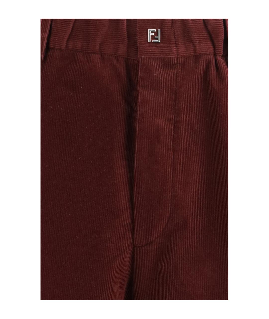 FENDI Бордовые хлопковые повседневные брюки, фото 3