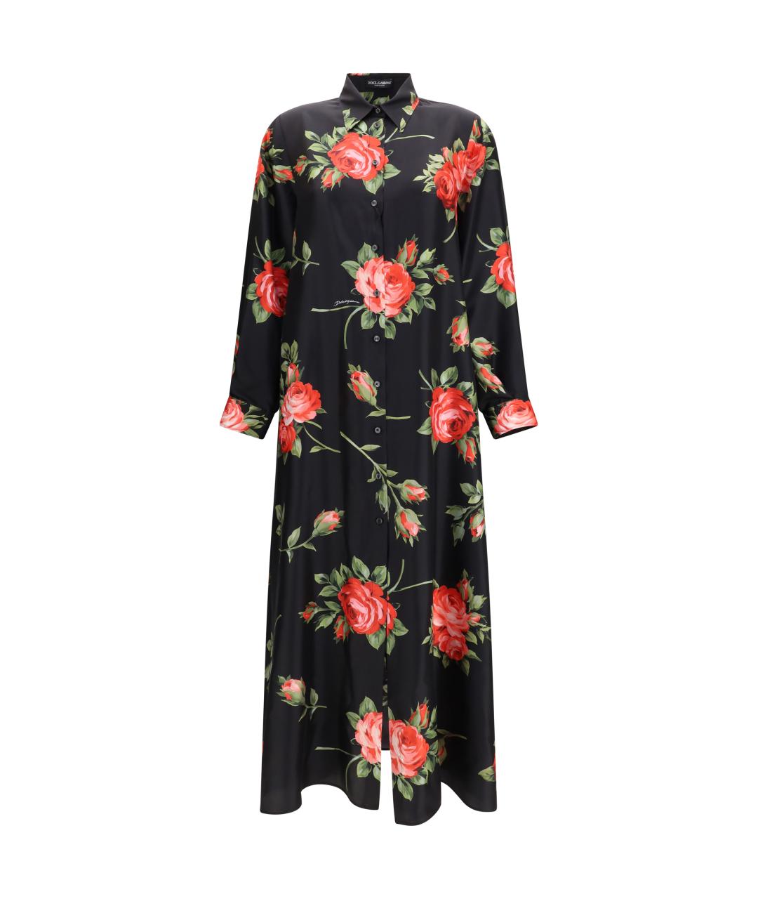 DOLCE&GABBANA Черное шелковое повседневное платье, фото 1