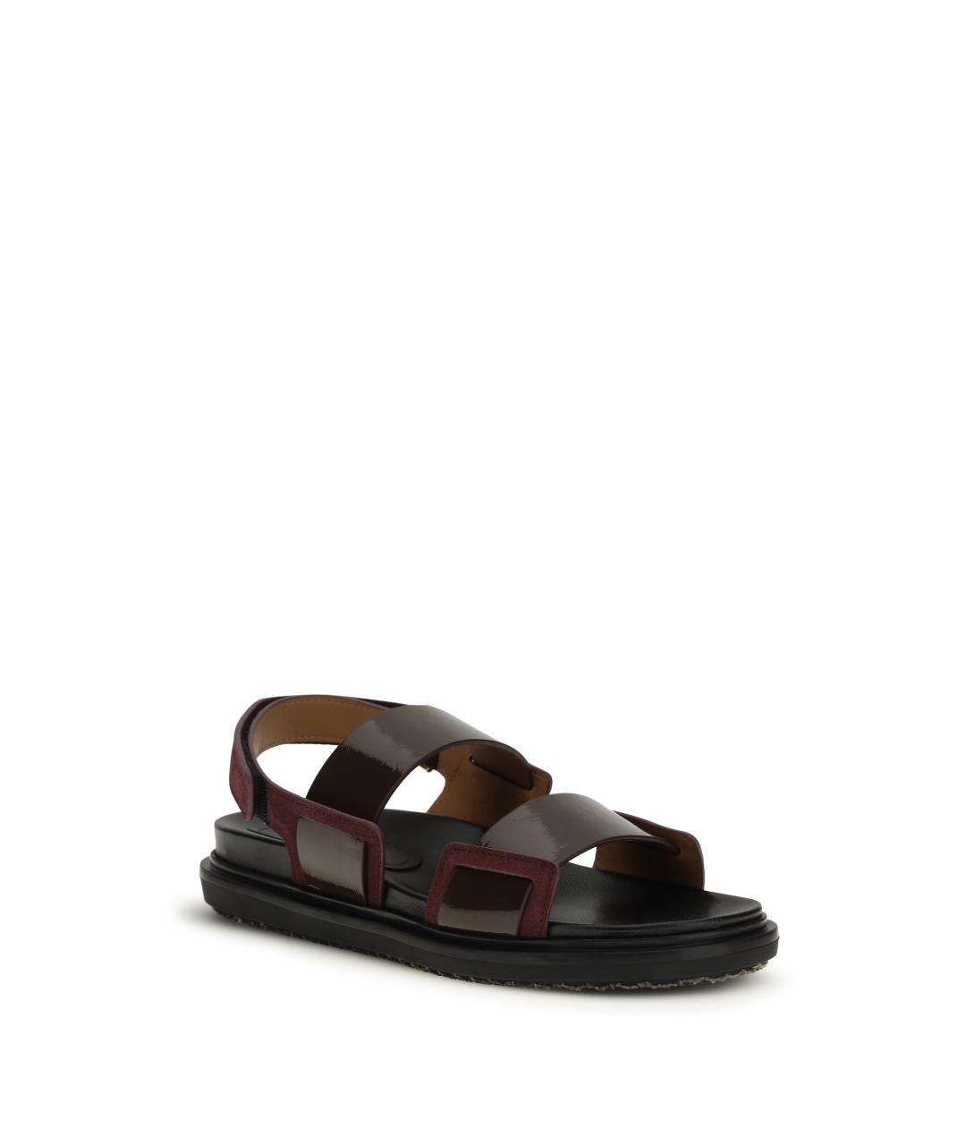 MARNI Бордовые кожаные сандалии, фото 2