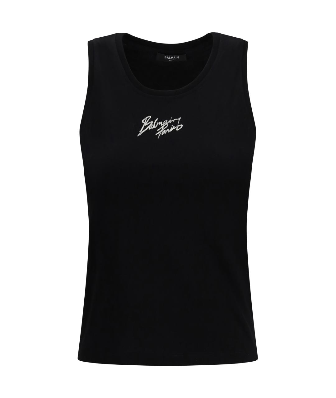 BALMAIN Черная хлопковая майка, фото 1