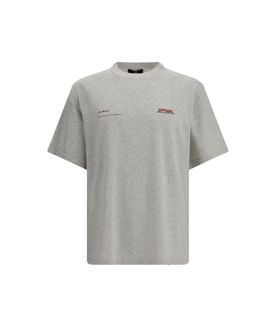 REPRESENT Серая хлопковая футболка, фото 4