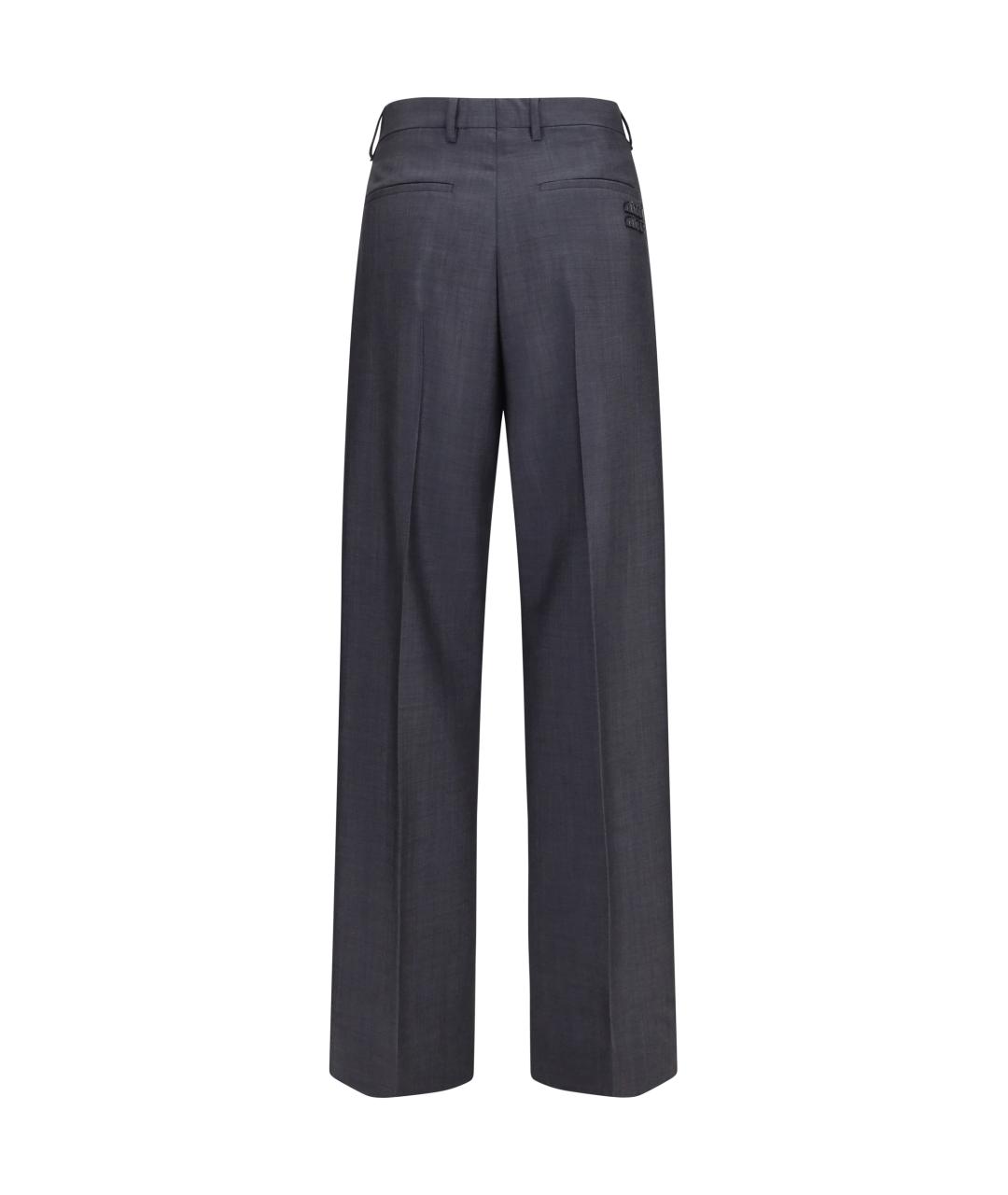 MIU MIU Антрацитовые шерстяные прямые брюки, фото 2