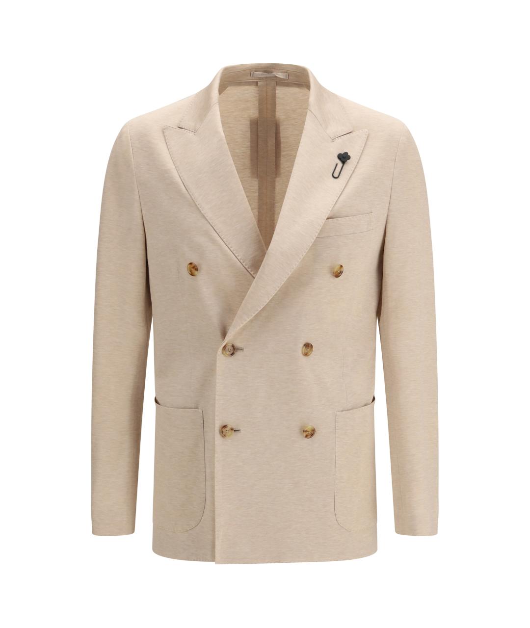 LARDINI Бежевый хлопковый пиджак, фото 1