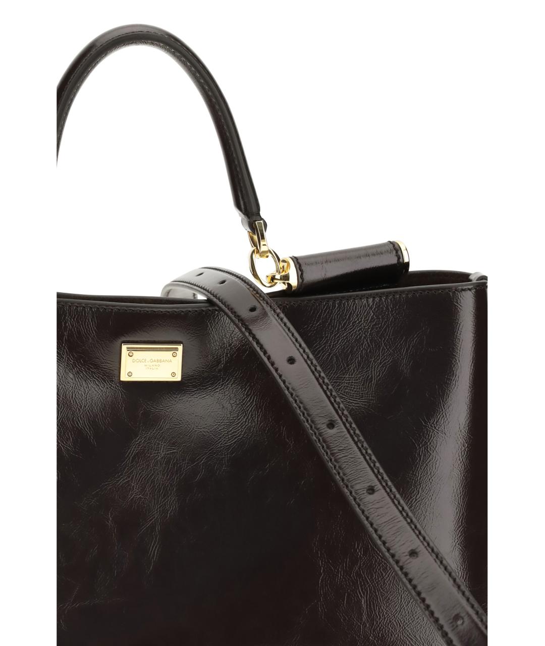 DOLCE&GABBANA Коричневая кожаная сумка с короткими ручками, фото 4