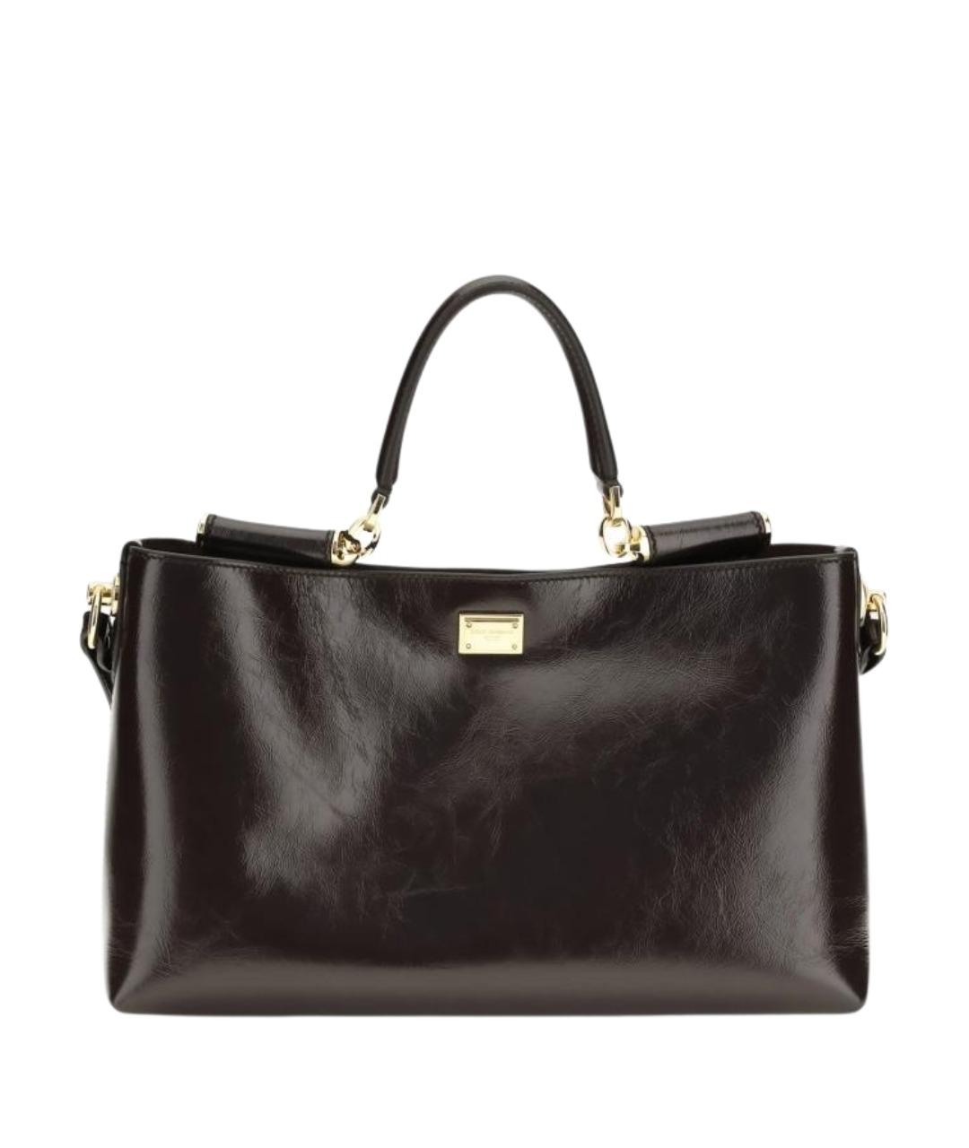 DOLCE&GABBANA Коричневая кожаная сумка с короткими ручками, фото 1