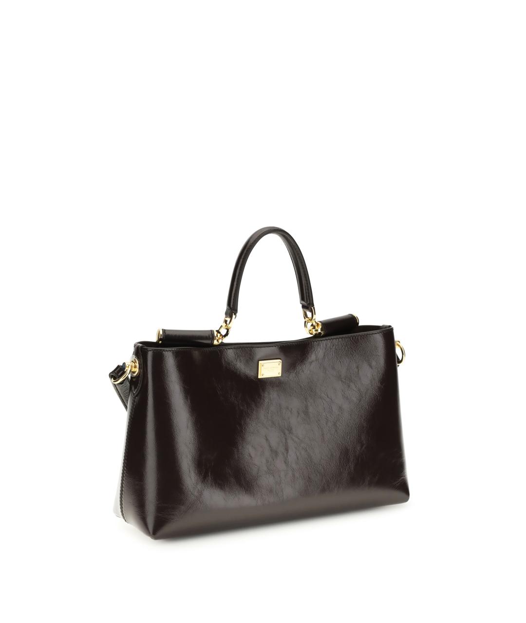 DOLCE&GABBANA Коричневая кожаная сумка с короткими ручками, фото 2