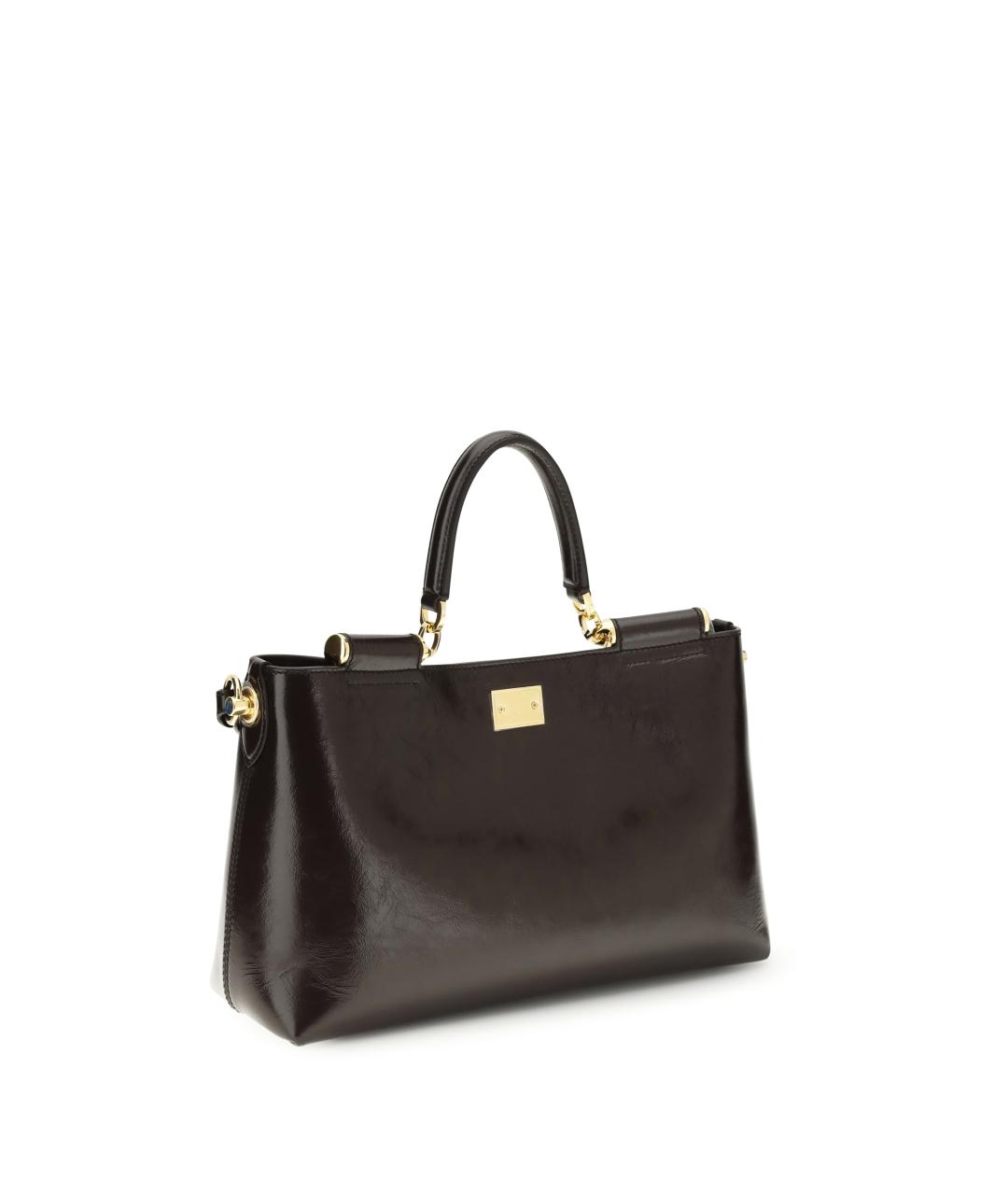 DOLCE&GABBANA Коричневая кожаная сумка с короткими ручками, фото 3