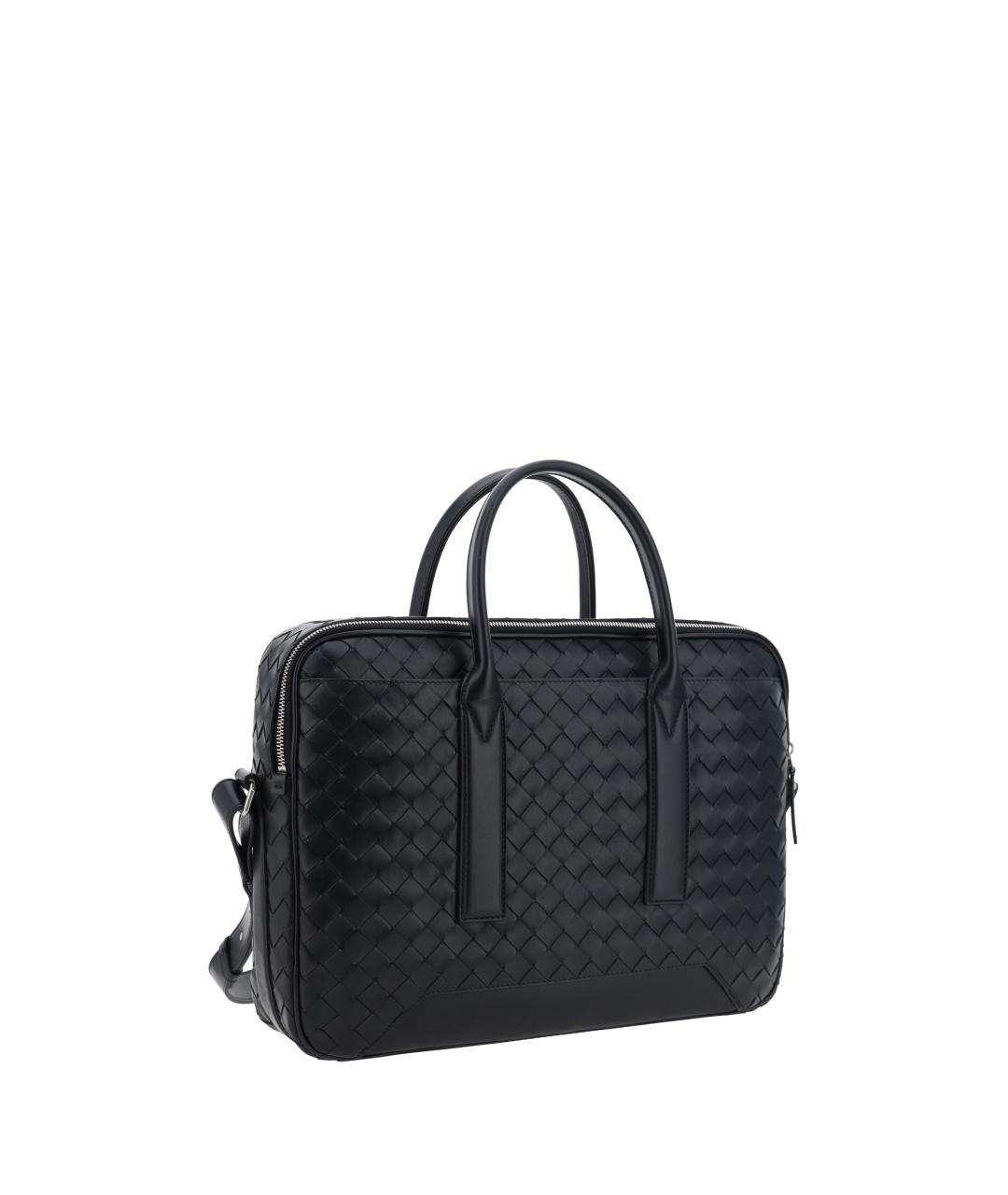 BOTTEGA VENETA Черный кожаный портфель, фото 3