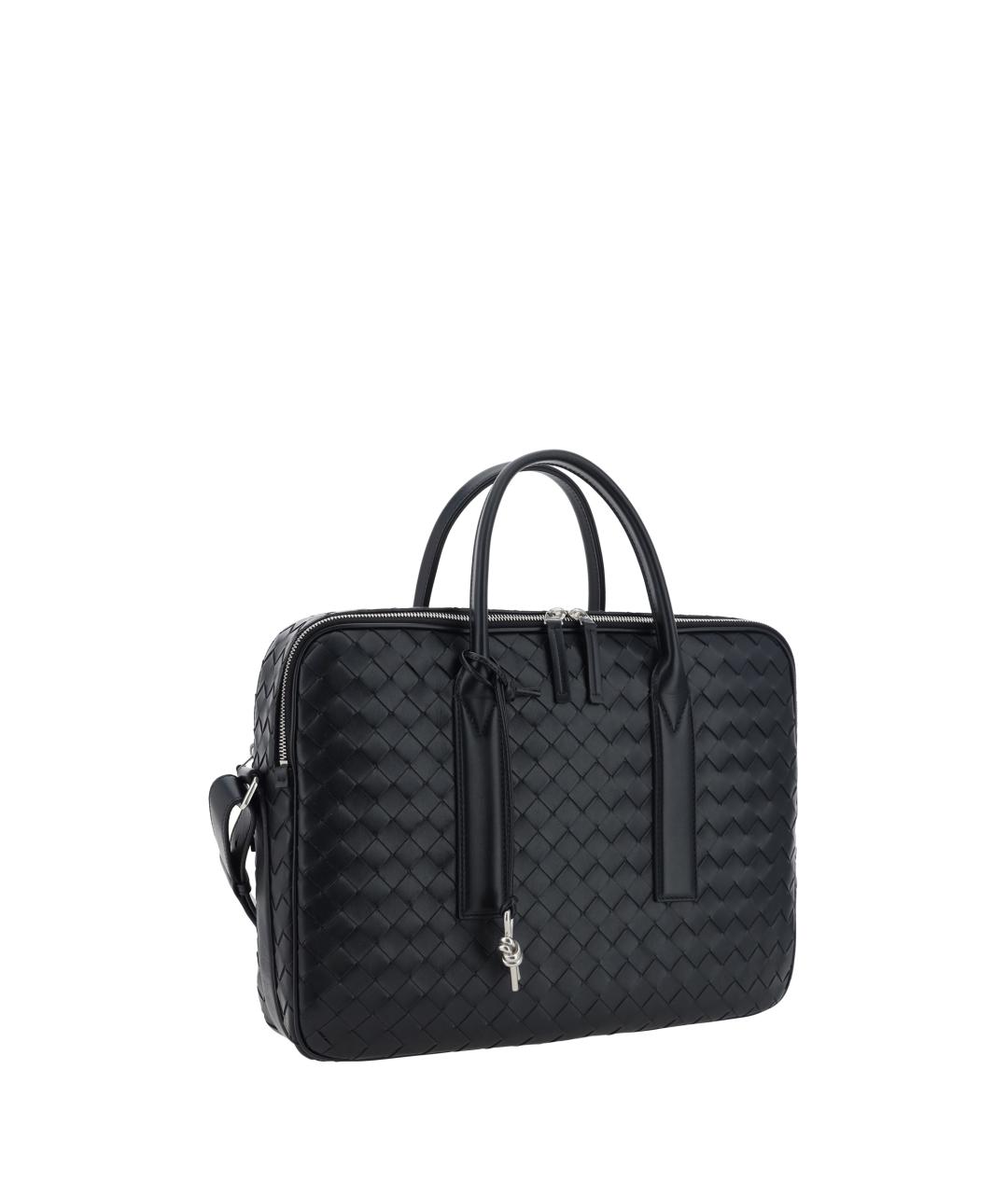 BOTTEGA VENETA Черный кожаный портфель, фото 2