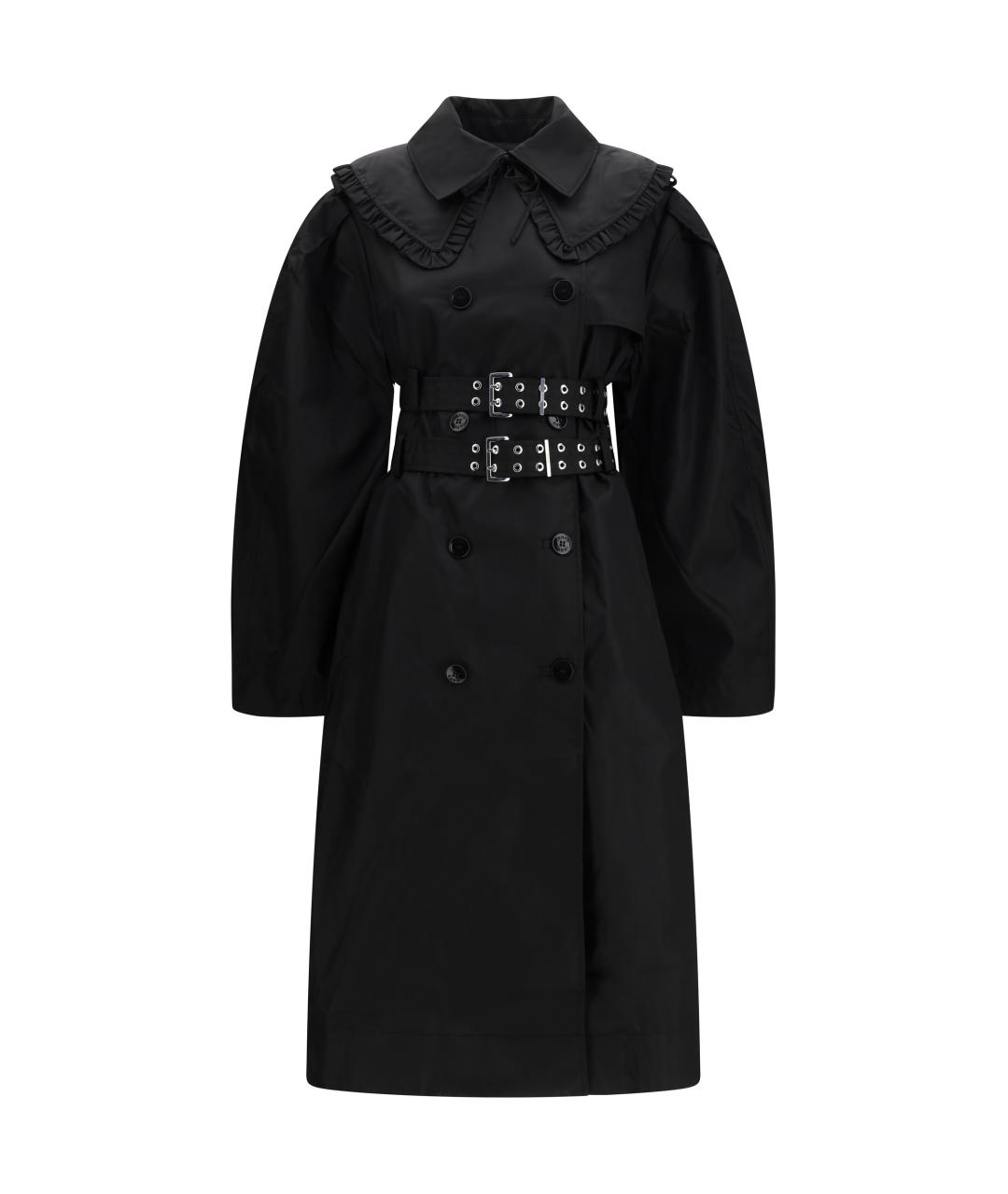 GANNI Черный полиамидовый тренч/плащ, фото 1
