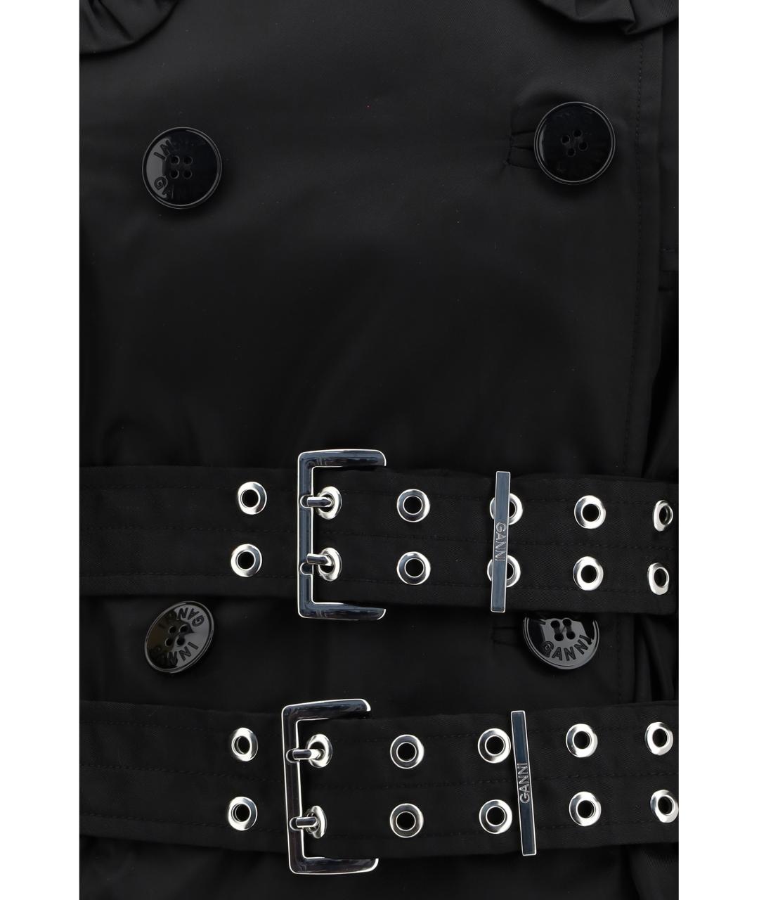 GANNI Черный полиамидовый тренч/плащ, фото 3