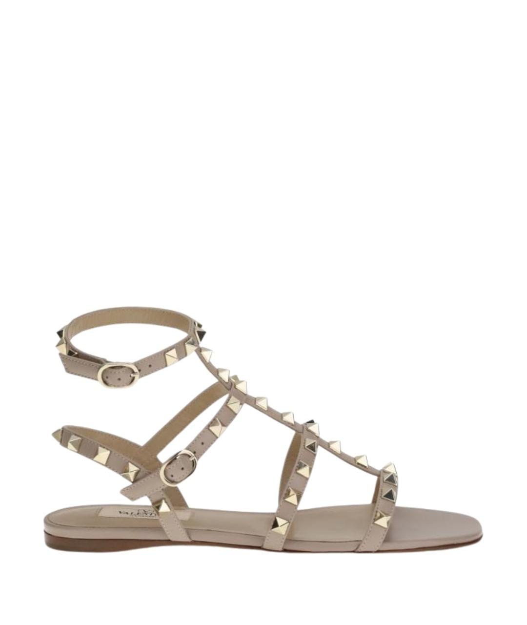 VALENTINO Бежевые кожаные сандалии, фото 1