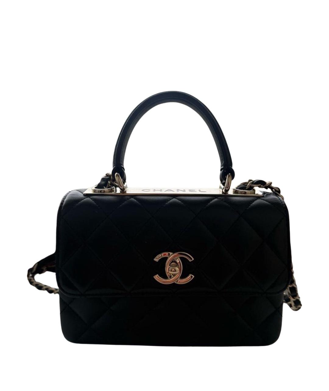 CHANEL Черная кожаная сумка с короткими ручками, фото 1